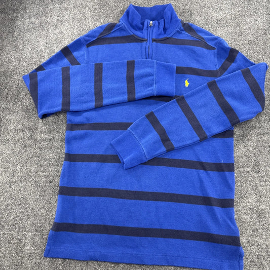 Polo Ralph Lauren Boys XL 18-20 Blue Navy Stripe Quarter Zip Pullover Pony