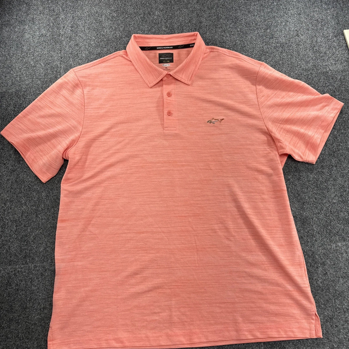 Greg Norman Play Dry Coral Pink Golf Polo Shirt XL Tasso Elba Performance