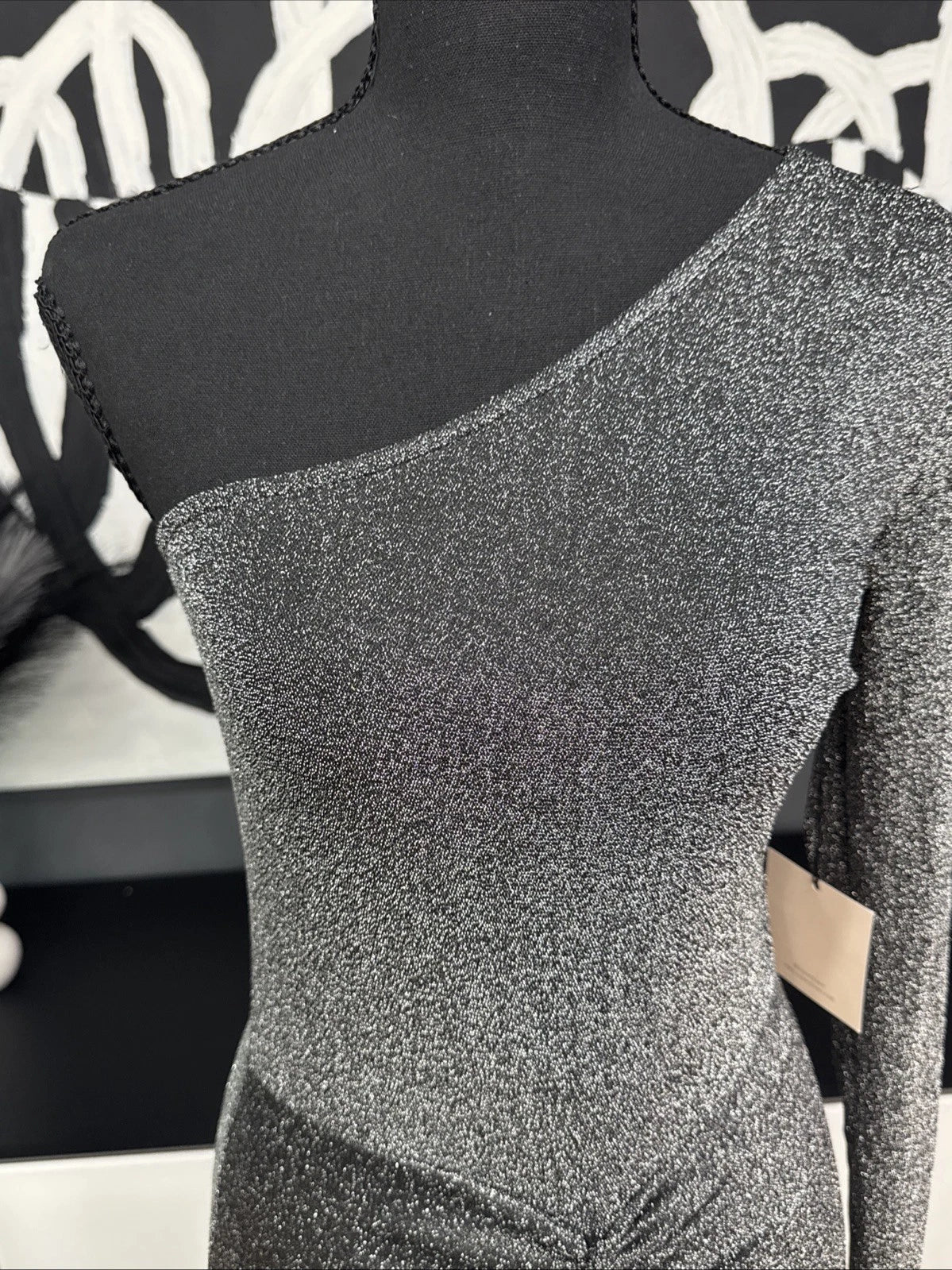 Superdown Silver Metallic One Shoulder Ruched Mini Dress Women’s Small