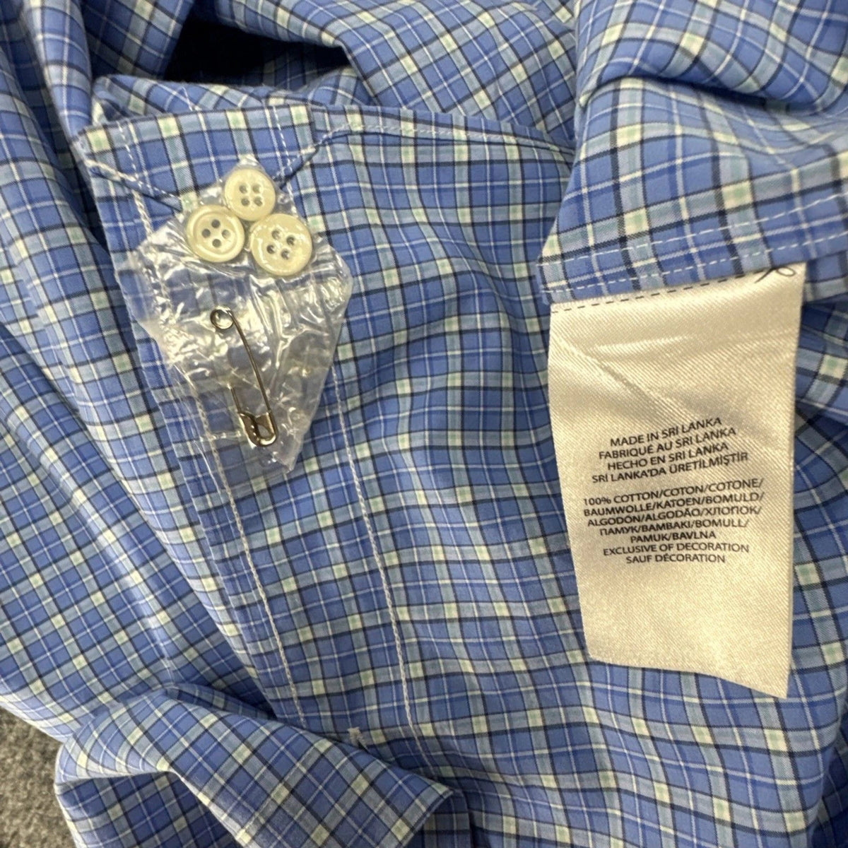 Polo Ralph Lauren Shirt Men 4XB Blue Green Plaid Stretch Cotton Big Tall