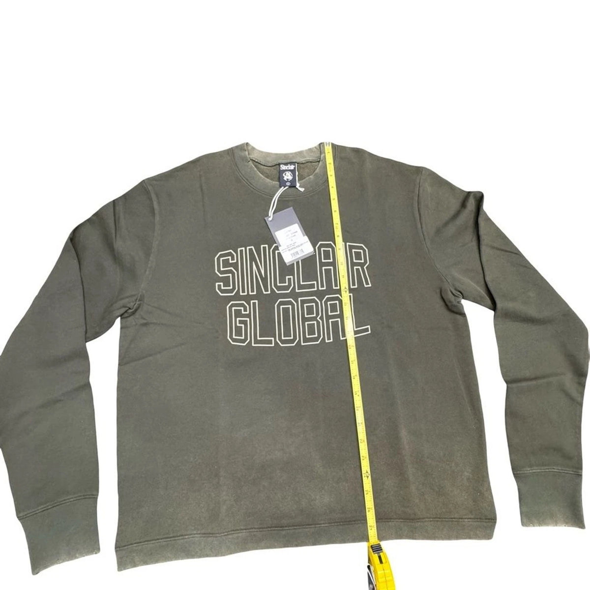 Sinclair Global Distressed Crewneck Sweater Men’s Small Hunter Green BNWT