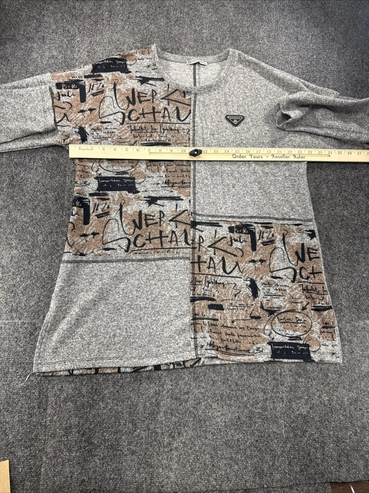 GORGO Abstract Graphic Knit Sweater Gray Graffiti Pullover Women's 46 EU