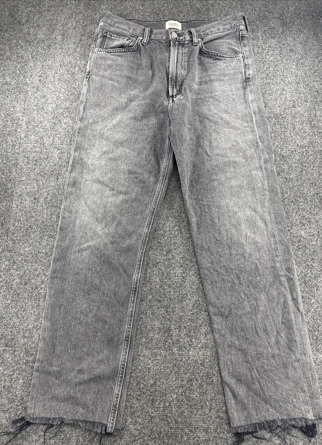 Citizens of Humanity Daphne Crop Womens 27 Gray High Rise Straight Raw Hem Jeans