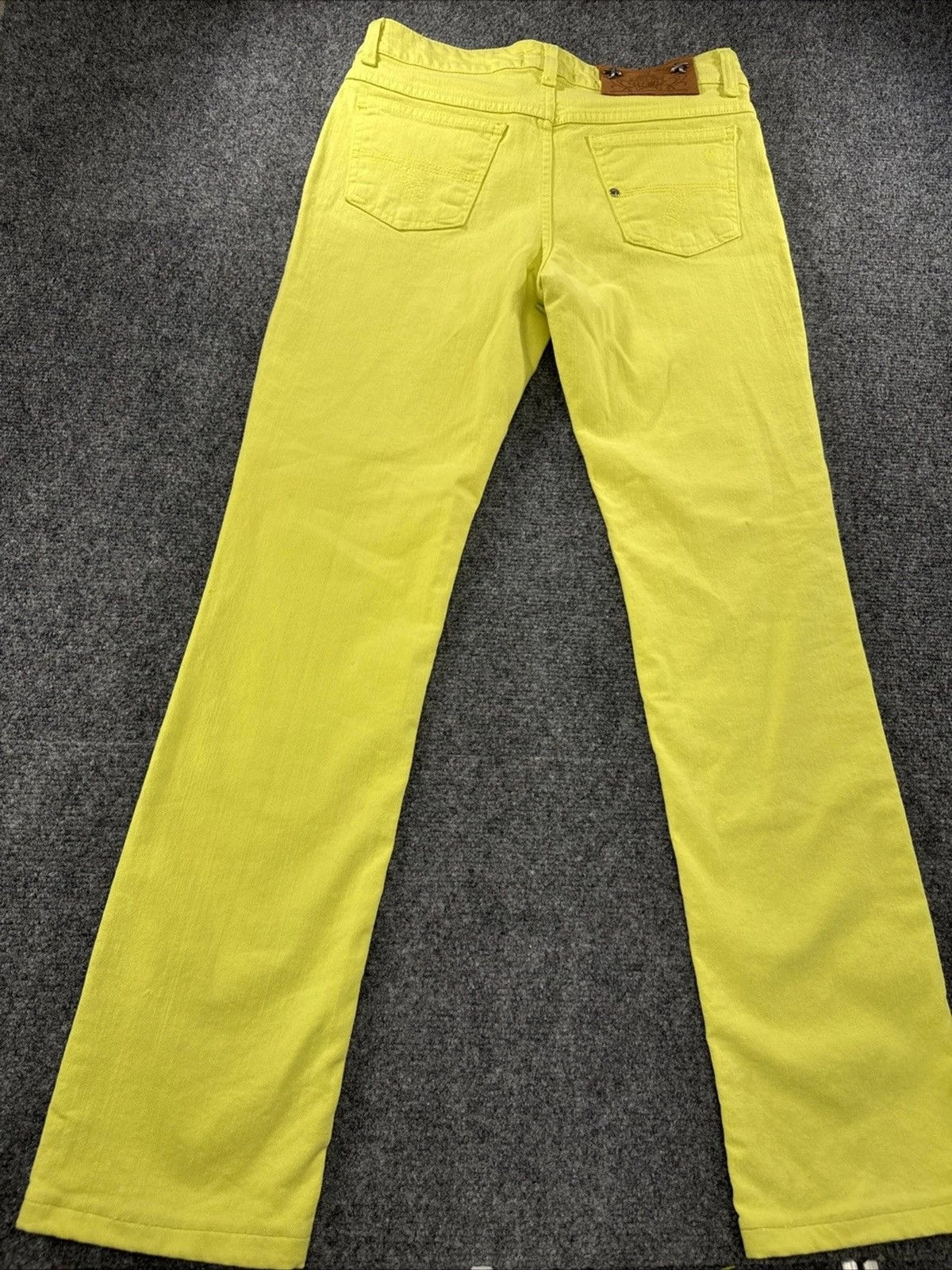 Gattinoni Jeans Women's 30 Neon Yellow Chartreuse Straight Leg Designer