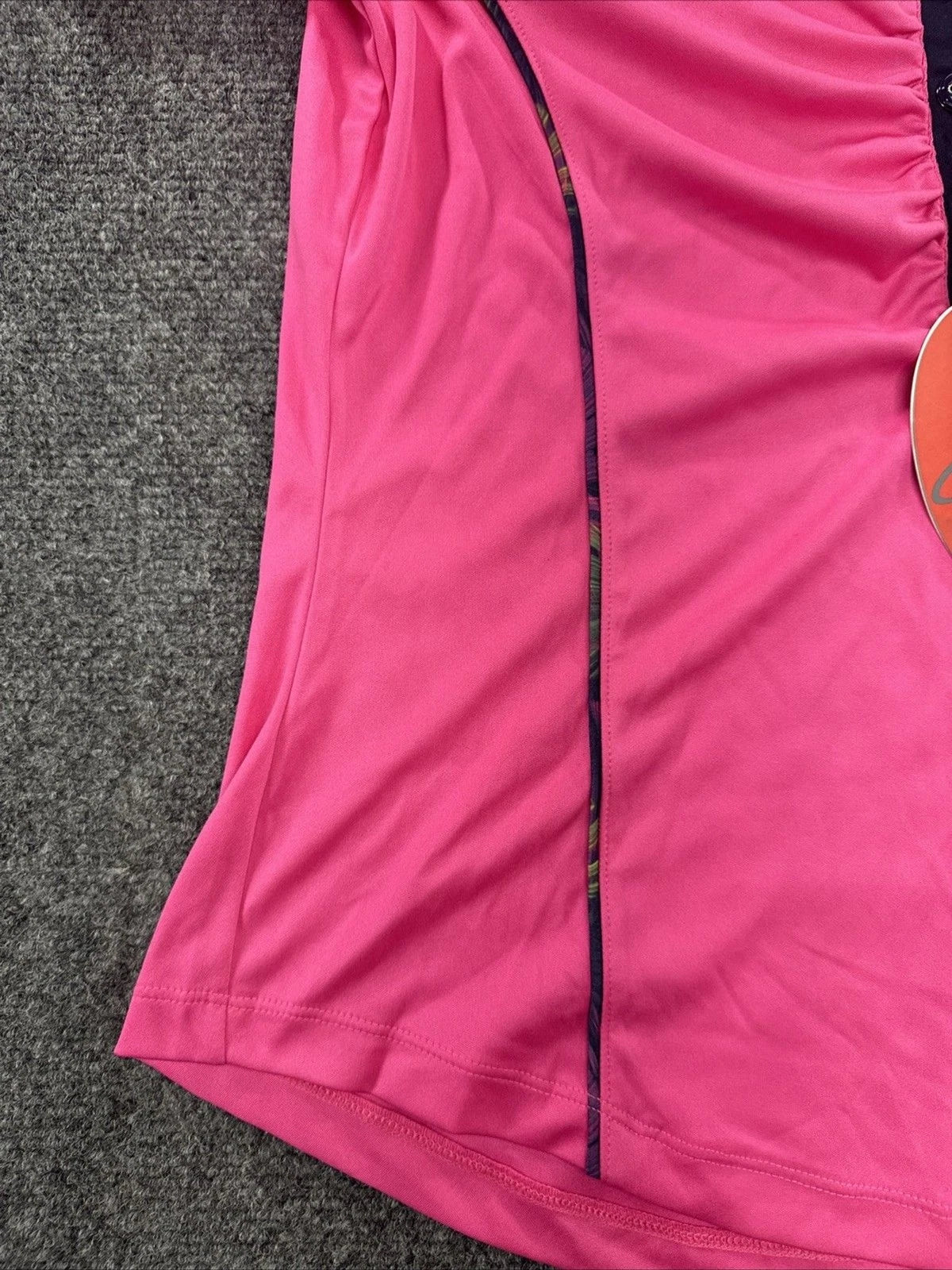 Greg Norman ML75 Play Dry Golf Polo Women Small Bright Pink Navy Ruched NWT
