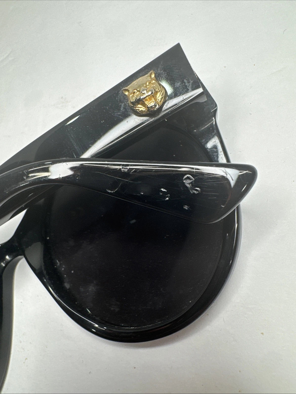 Gucci GG0028S 001 Sunglasses Black Gold Tiger GG 52-24-140 Italy w Case