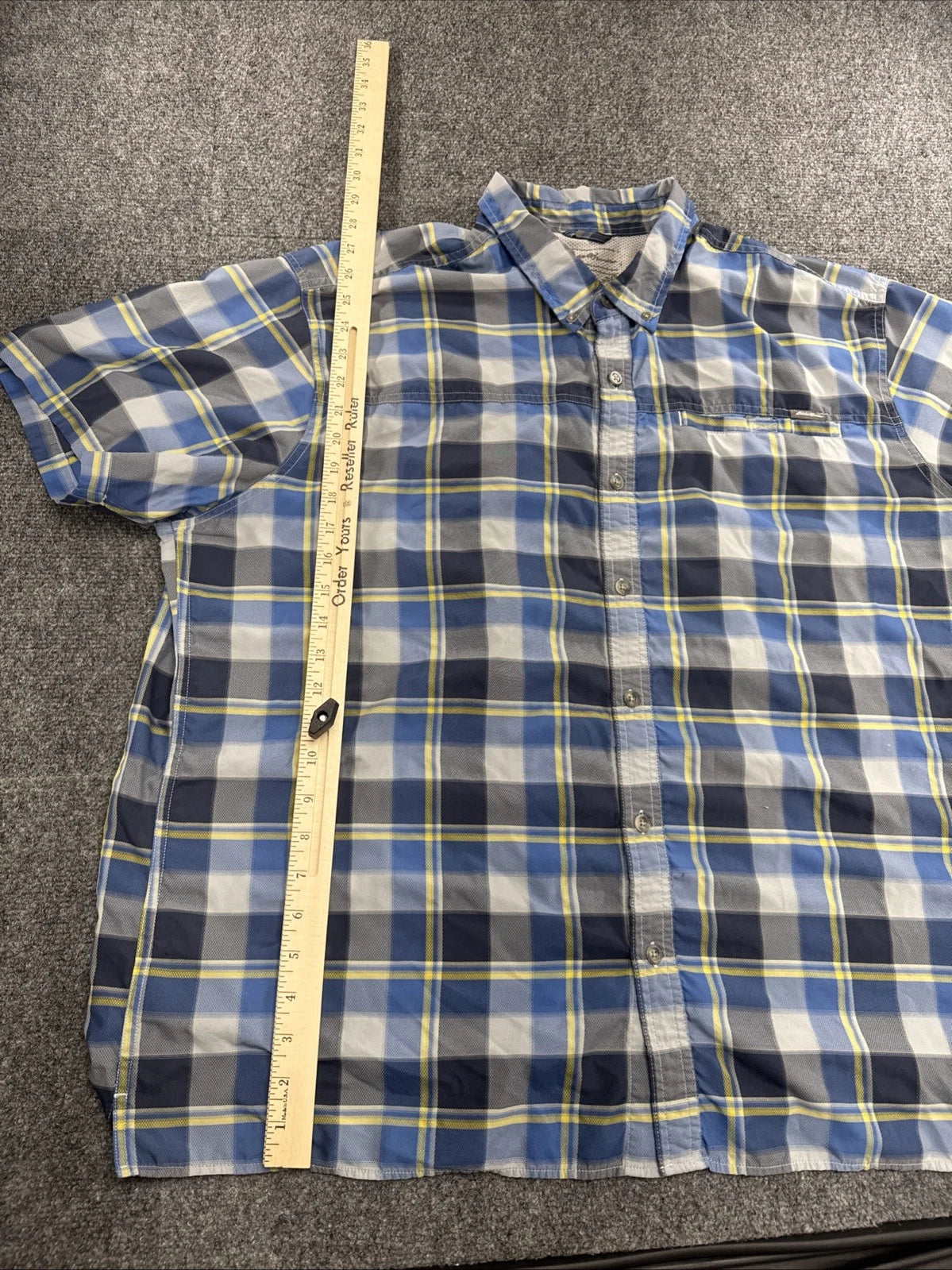 Eddie Bauer Performance Plaid Fishing Hiking Shirt Mens 2XL Vented Button Up