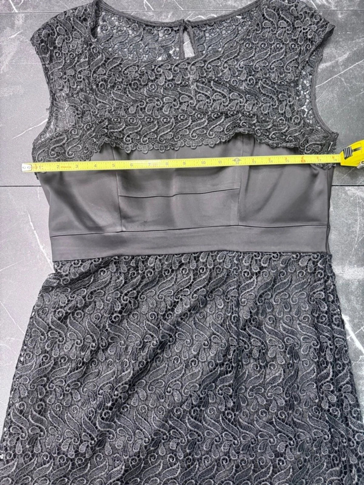 Jax Charcoal Lace Overlay Midi Dress Sleeveless A-Line Formal Size 12 EUC