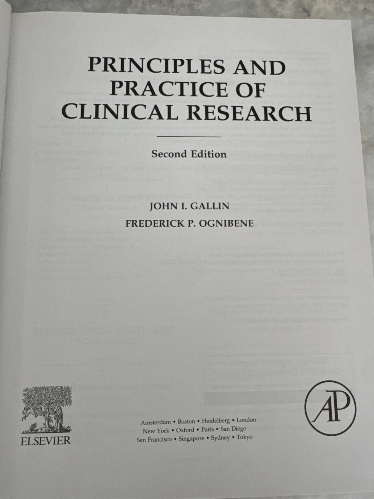 Principles and Practice of Clinical Research 2nd Ed Gallin Ognibene Hardcover