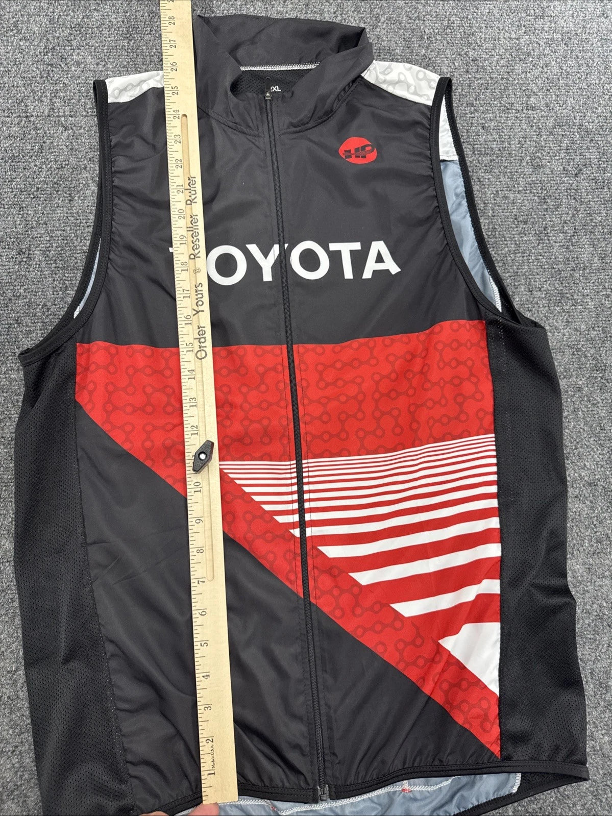 Toyota Cycling Wind Vest Full Zip Sleeveless Bike Jersey 2XL Black Red EUC