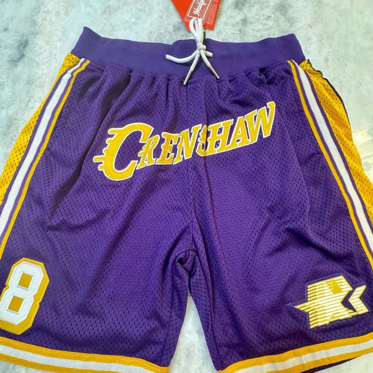 Headgear Classics Kobe Bryant Crenshaw #8 Shorts Mens M Purple Gold NWT