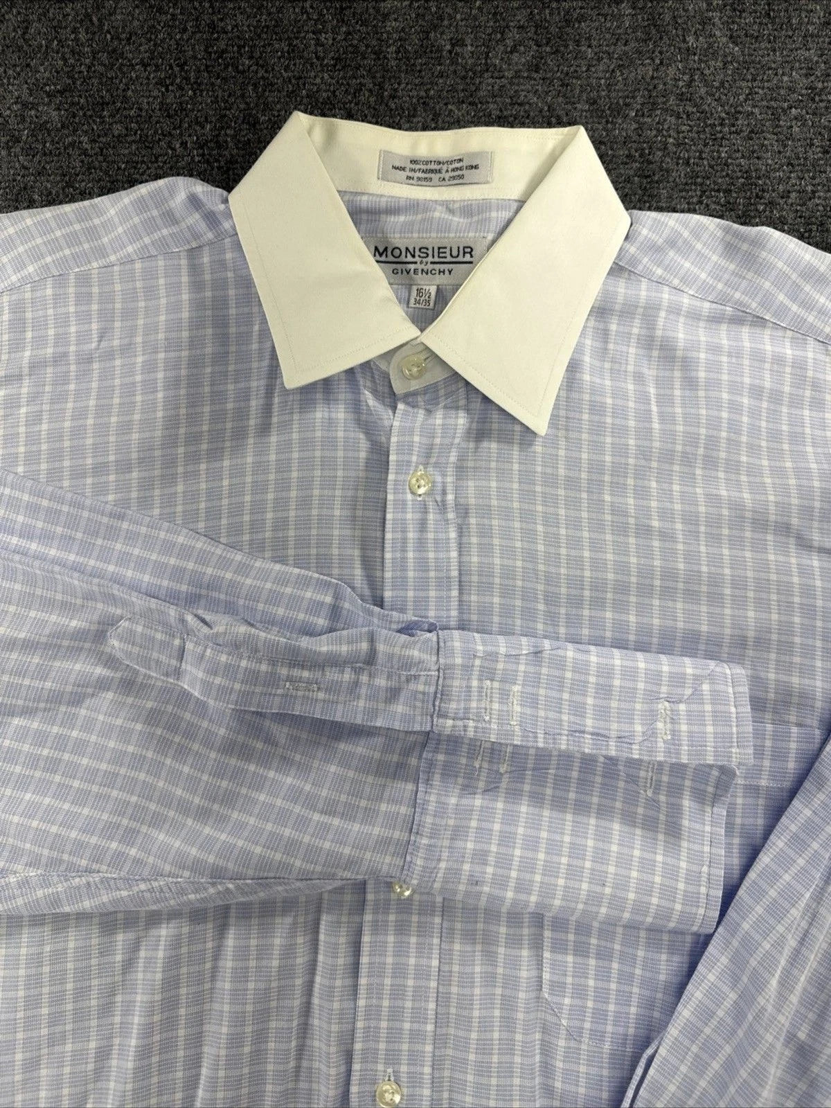 Vintage Monsieur by Givenchy Shirt Men’s 16.5 34-35 Large Blue Check BNWOT