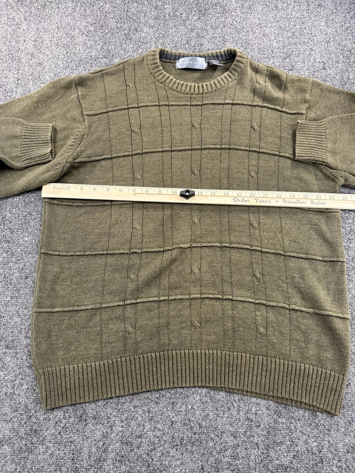 Oscar de la Renta Men's Green Textured Knit Crewneck Sweater XXL Pre-Owned