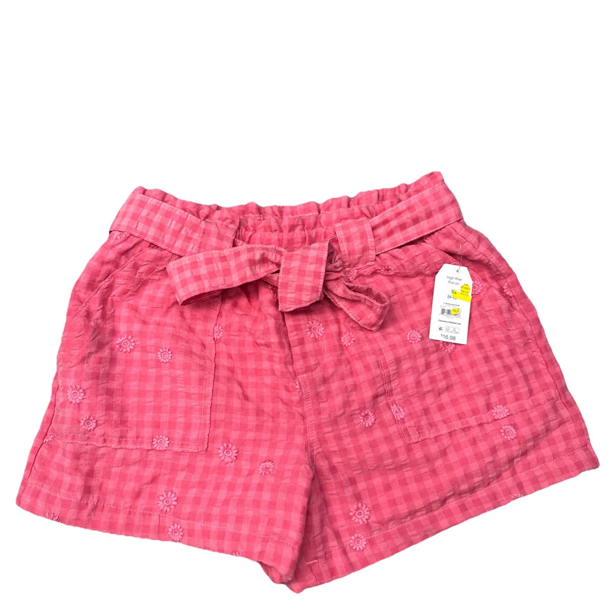 Time and Tru Women's High Rise Pull-On Paper Bag Shorts Faded Rose, Size Small