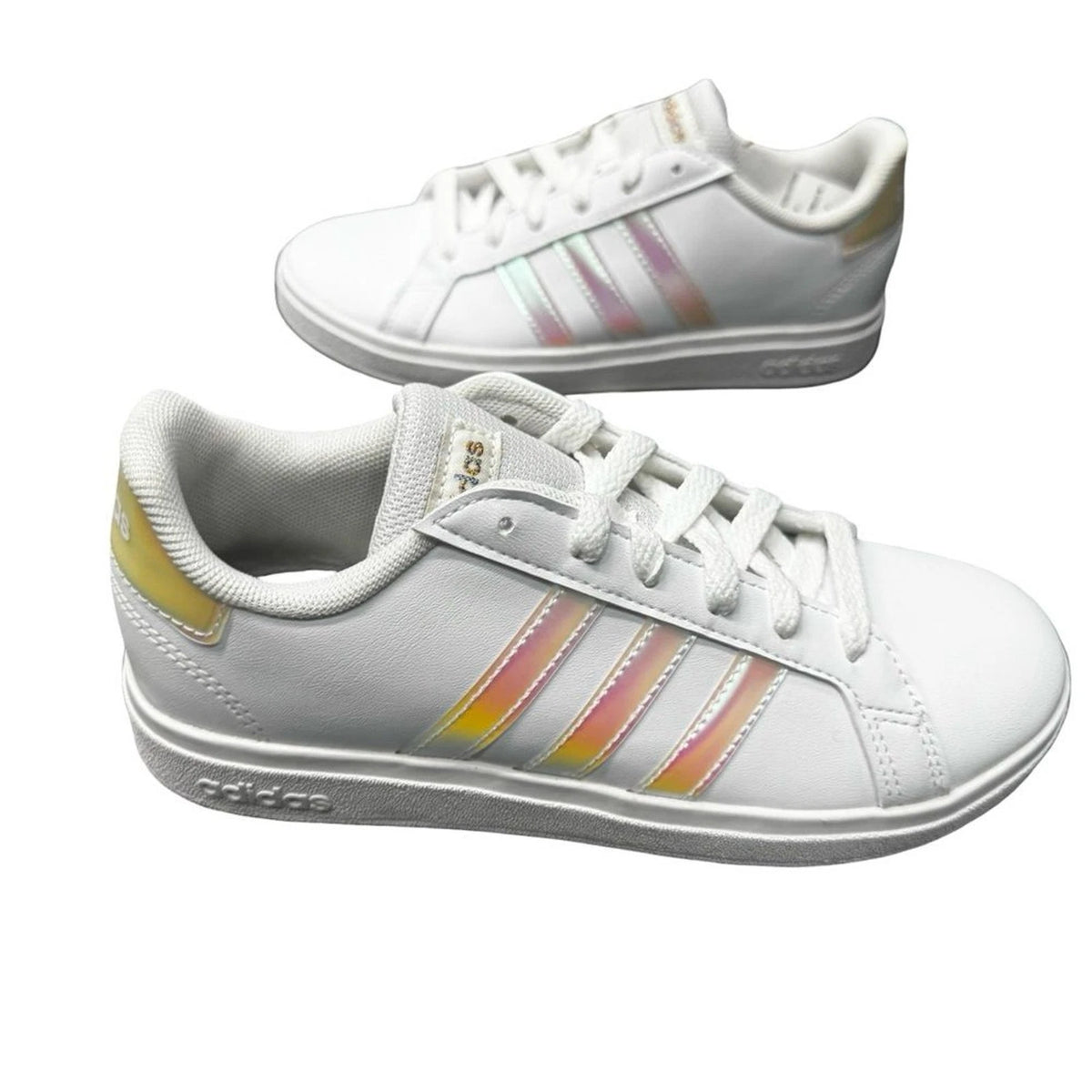 adidas Grand Court 2.0 K Kids 3 White Metallic ID7868 New with Box