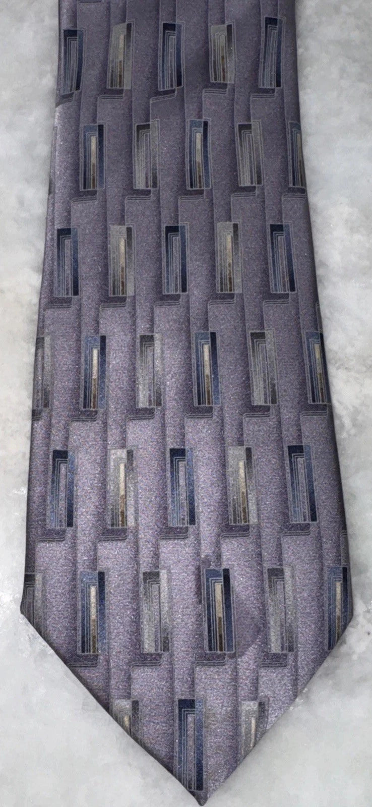 Umberto Bossi Roma Milano All Silk Geometric Necktie Handmade Italy Purple