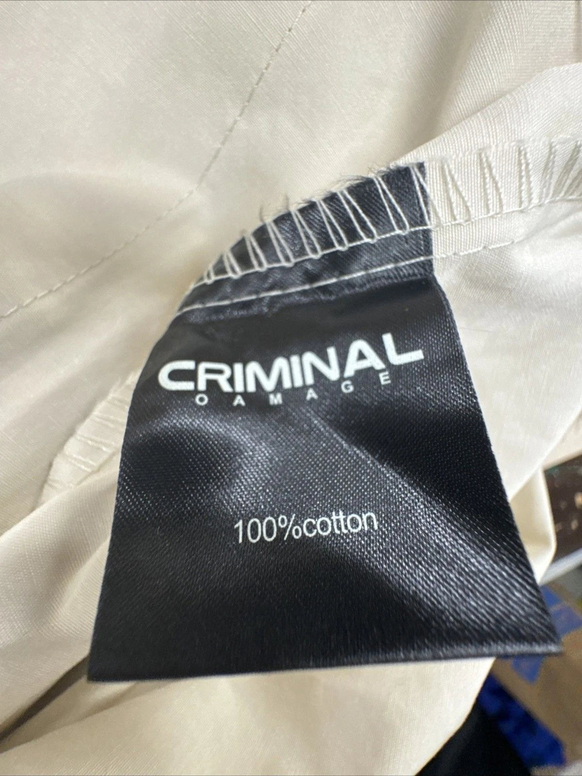 Criminal Damage Patterson Utility Shirt Men M Ecru 4 Pocket Workwear NWT
