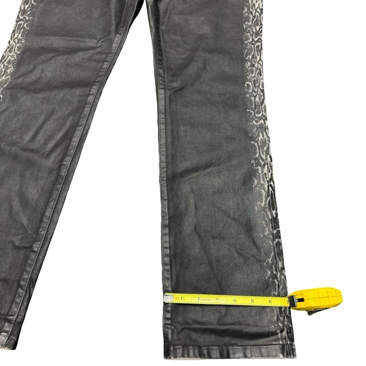 NYDJ Charcoal Snake Print Skinny Jeans Womens Size 12 Lift Tuck Stretch Denim