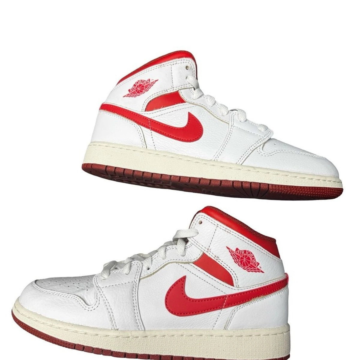 Air Jordan 1 Mid SE GS 6.5Y Women’s 8 White Dune Red FJ3464-160 New