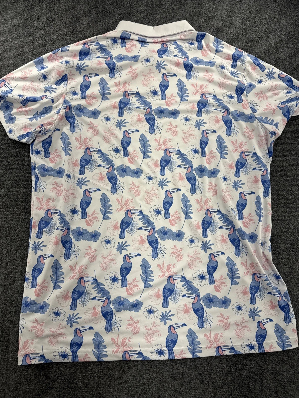Tipsy Elves Toucan Tropical Floral Golf Polo Shirt Men’s XXL Performance