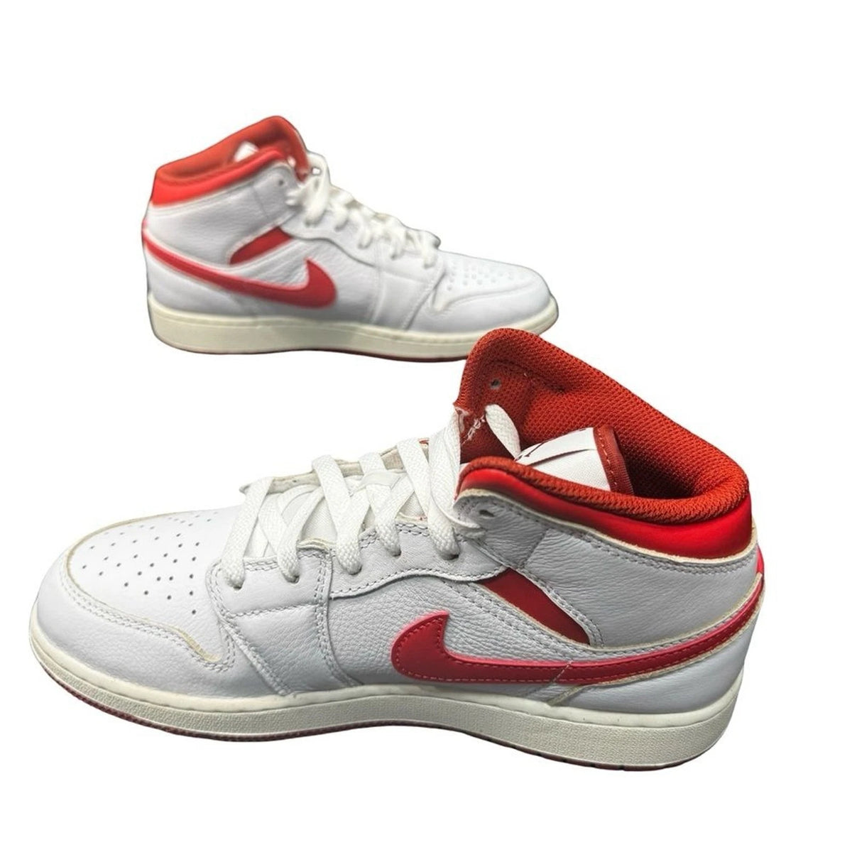 Air Jordan 1 Mid SE GS 6.5Y Women’s 8 White Dune Red FJ3464-160 New