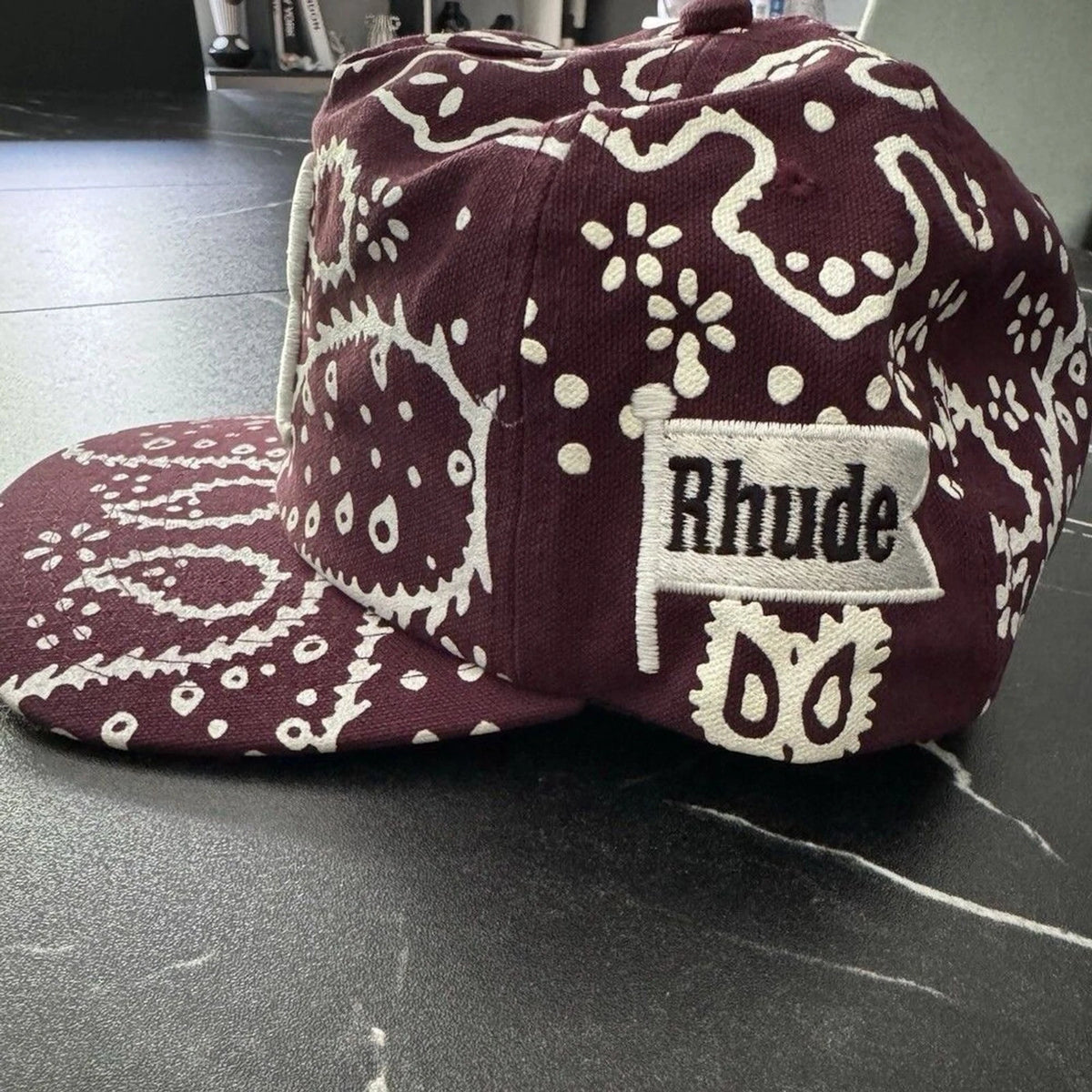 Rhude Rhepurposed R Trucker Hat Burgundy Paisley Bandana Snapback BNWT