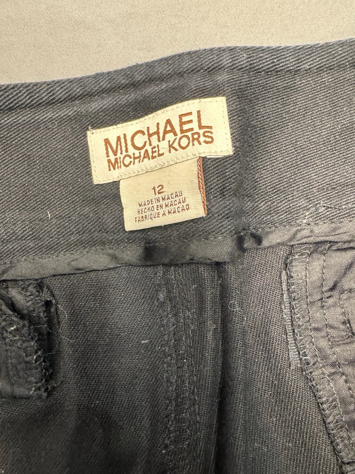 Vintage Michael Kors Zipper Pockets Black Straight Leg Denim Pants Women's
