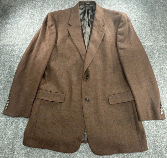 Vintage Hart Schaffner Marx Gold Trumpeter Blazer Men’s 44L Plaid USA Union Made