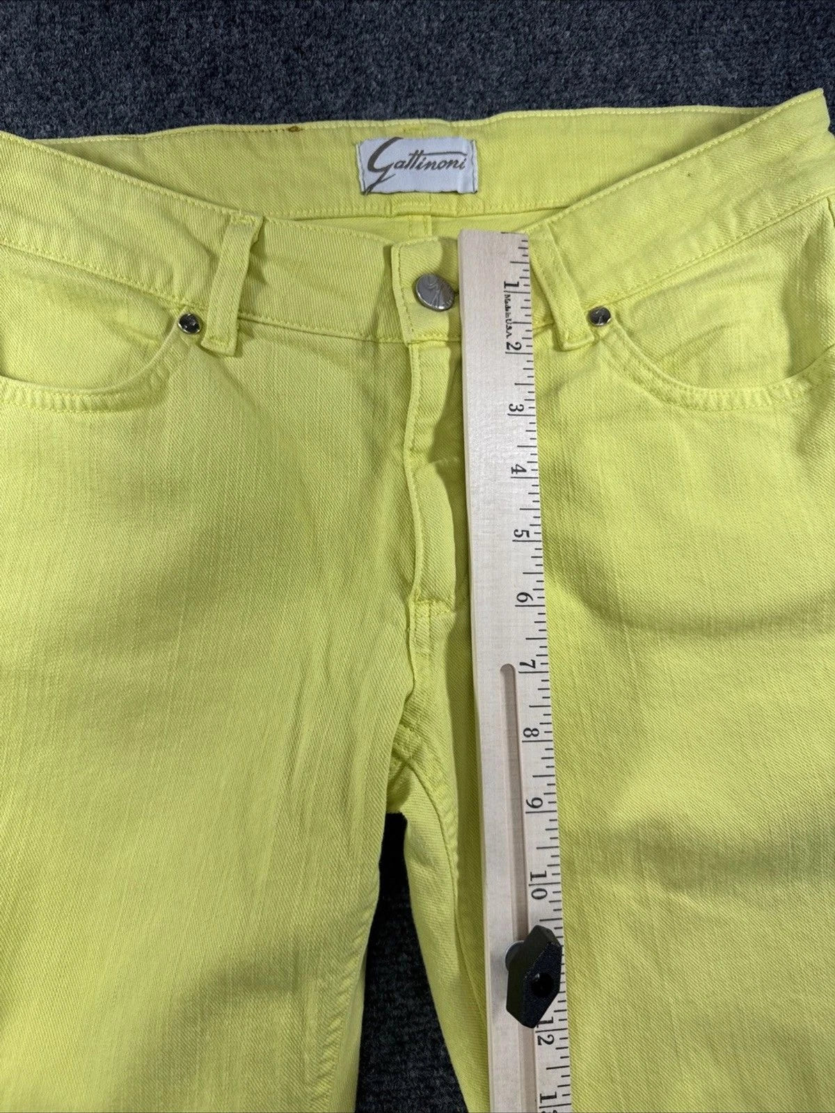 Gattinoni Jeans Women's 30 Neon Yellow Chartreuse Straight Leg Designer