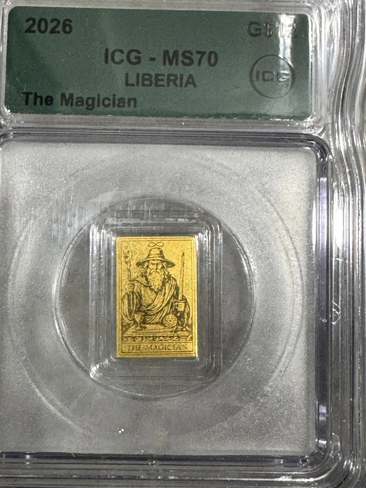 2026 Liberia $12 The Magician 1/1000 oz Gold Bar ICG MS70 Tarot Collectible