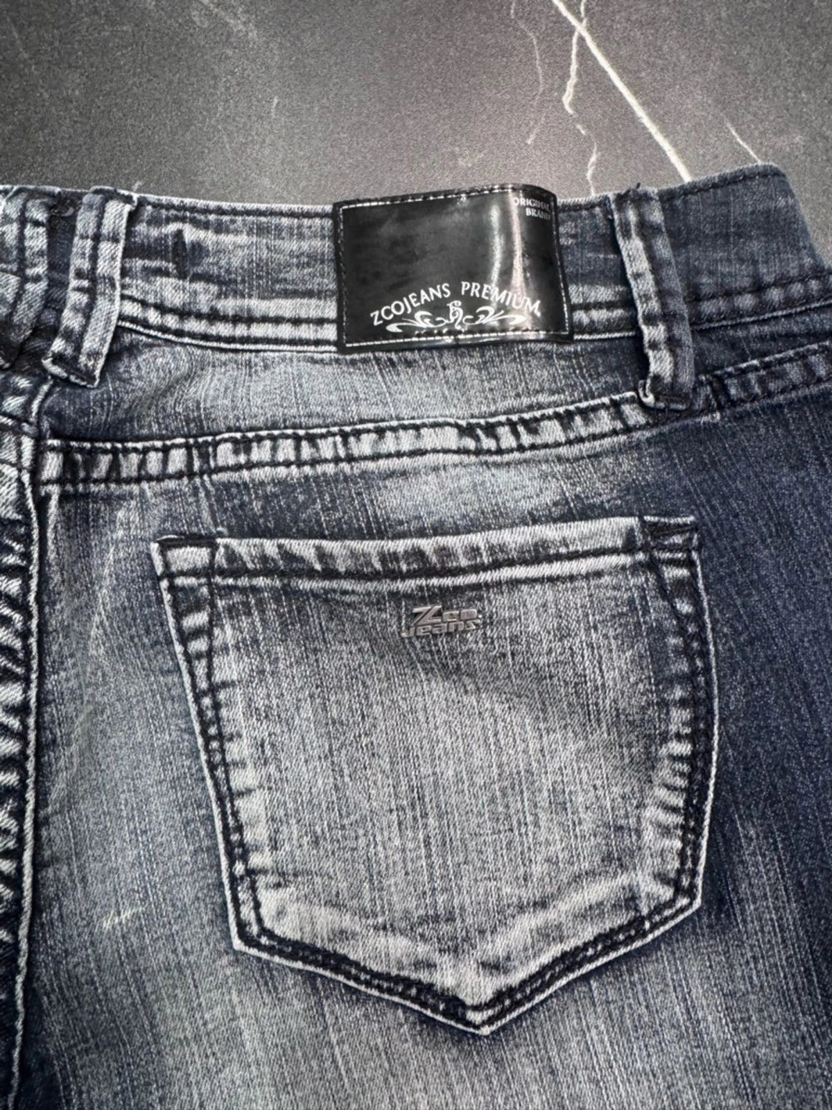 ZCO Blue Paint Splash Cropped Jeans Juniors 13 High Rise Distressed Denim