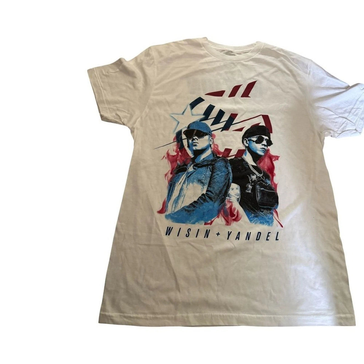 Wisin Yandel La Ultima Mision Tour Tee White Mens large Concert Graphic Shirt