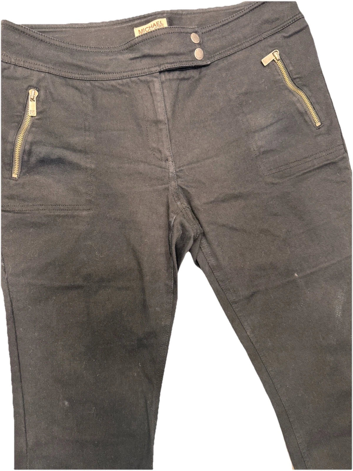 Vintage Michael Kors Zipper Pockets Black Straight Leg Denim Pants Women's