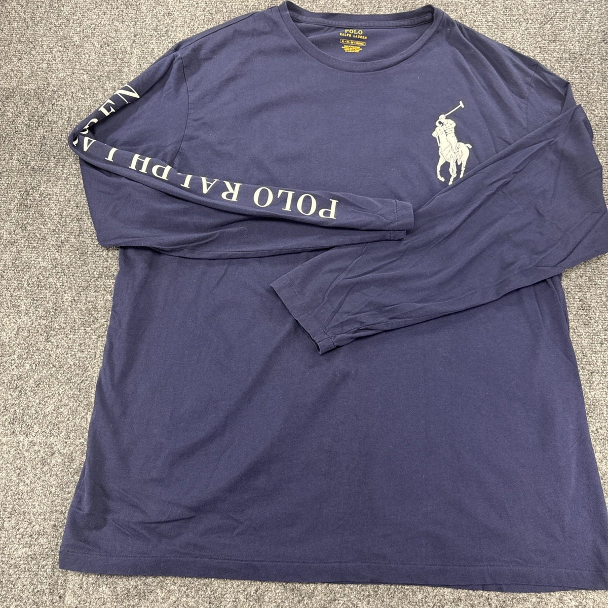 Polo Ralph Lauren Big Pony Long Sleeve T-Shirt Navy Logo Men’s XL Cotton