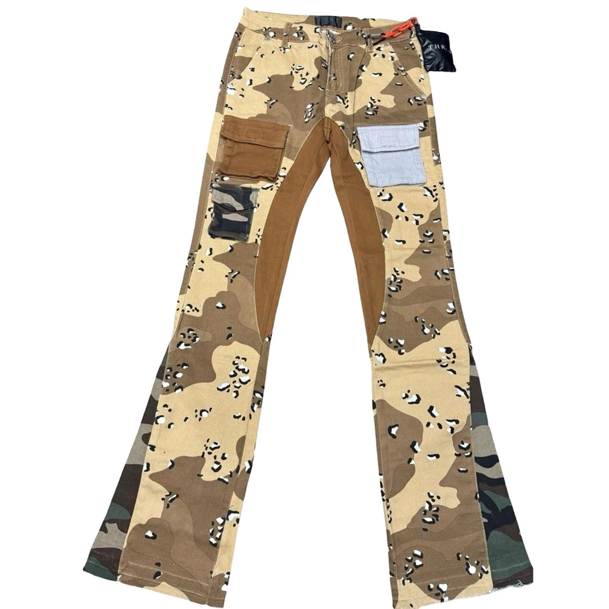 THRT Camo Patchwork Flare Denim Pants Men’s 30x32 Chained Pouch NWT