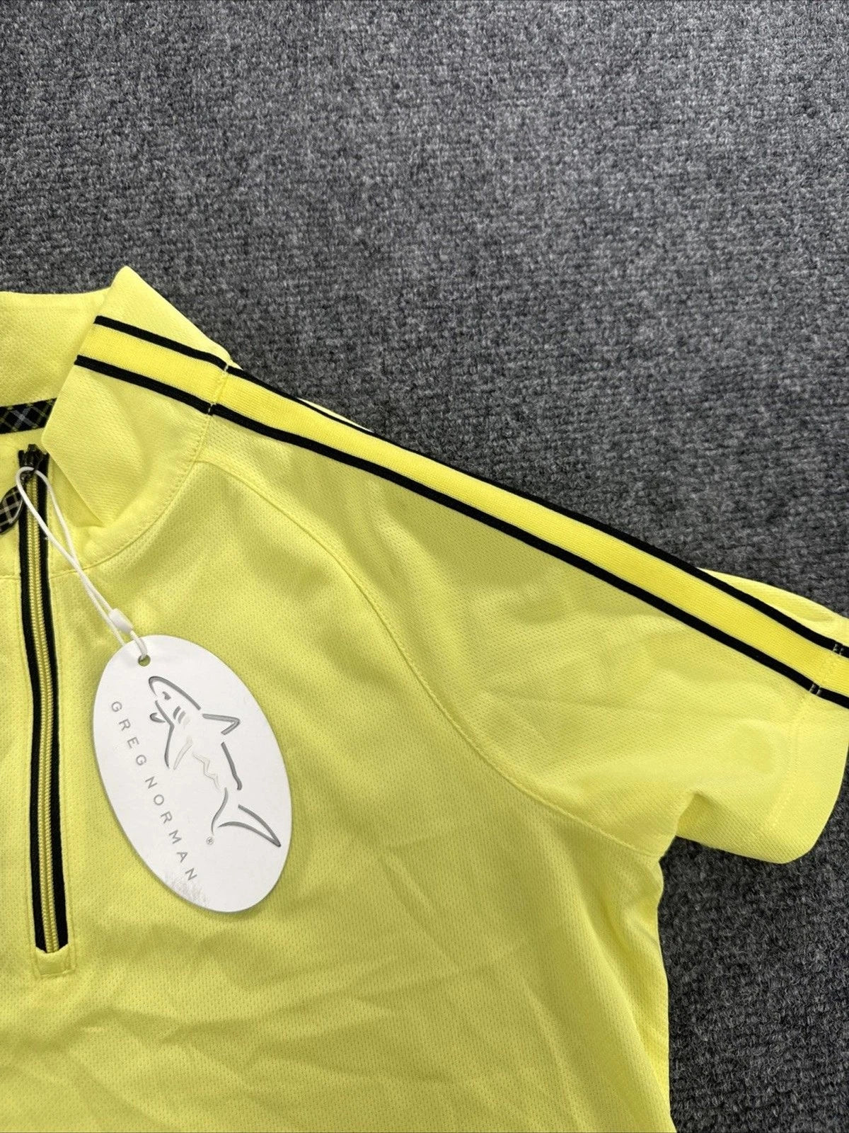 Greg Norman Play Dry Golf Shirt Women XS Bright Yellow Black Quarter Zip NWT