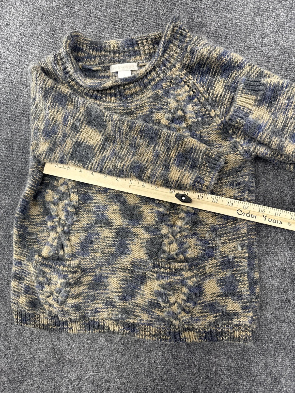 Design History Wool Blend Cable Knit Sweater Women’s L Pockets Marled Cozy