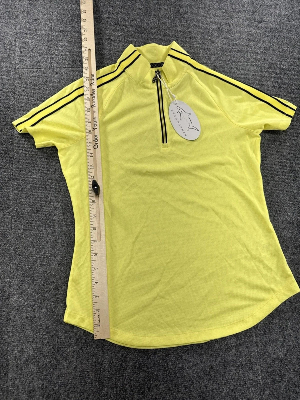 Greg Norman Play Dry Golf Shirt Women XS Bright Yellow Black Quarter Zip NWT