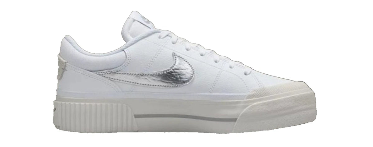 Nike Court Legacy Lift White Silver Sneakers Women 11 Men 9.5 NIB HQ2307-100