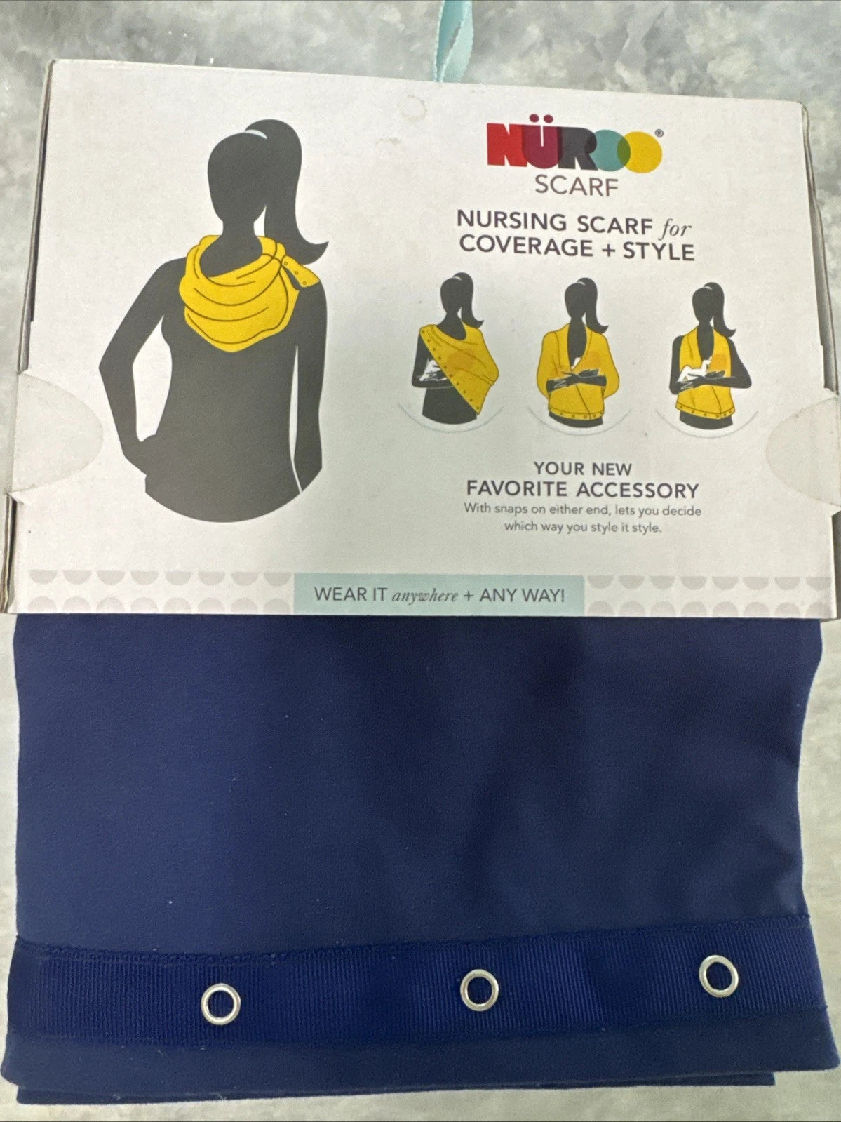 Müroo Nursing Scarf Navy Breastfeeding Cover Infinity Scarf NWT
