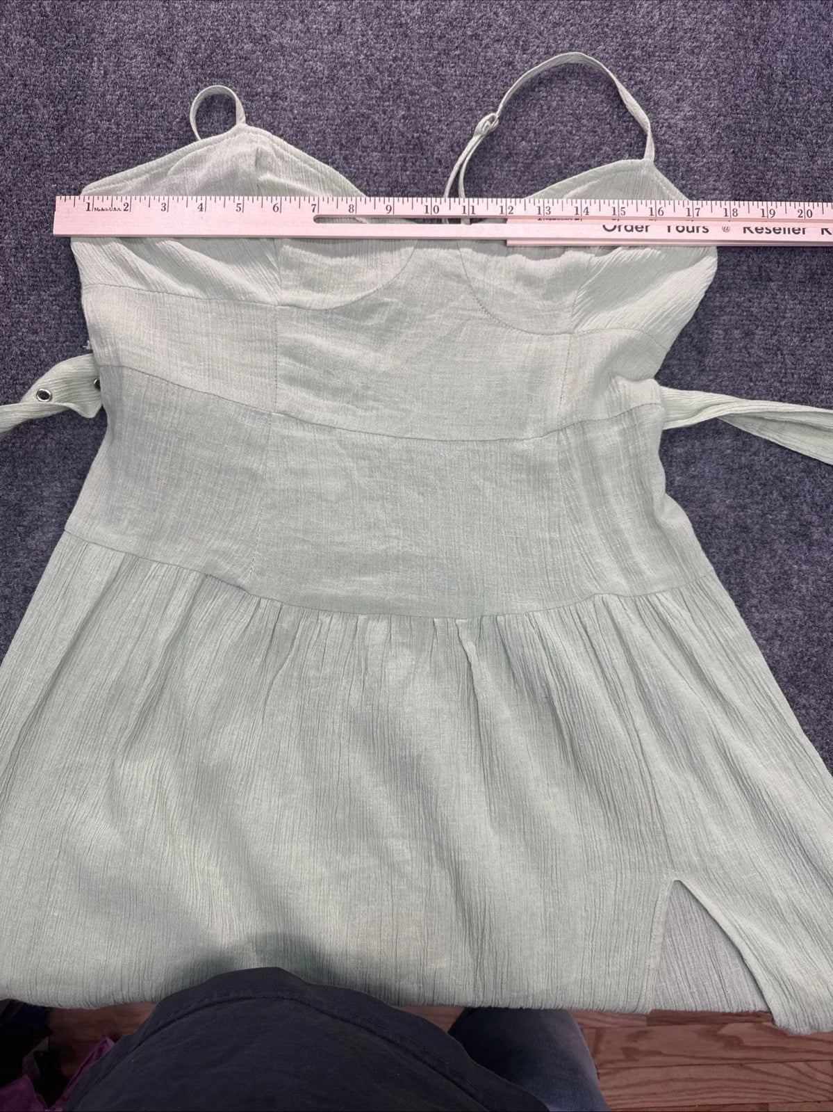 ASOS DESIGN Green Linen Blend Midi Dress Women's US 6 Belted Sundress Boho