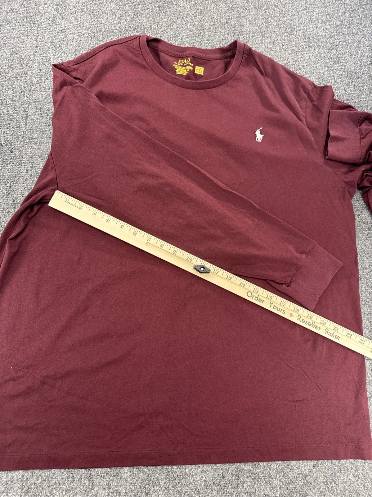 Polo Ralph Lauren Long Sleeve T-Shirt Men's XXL Burgundy Custom Slim Fit