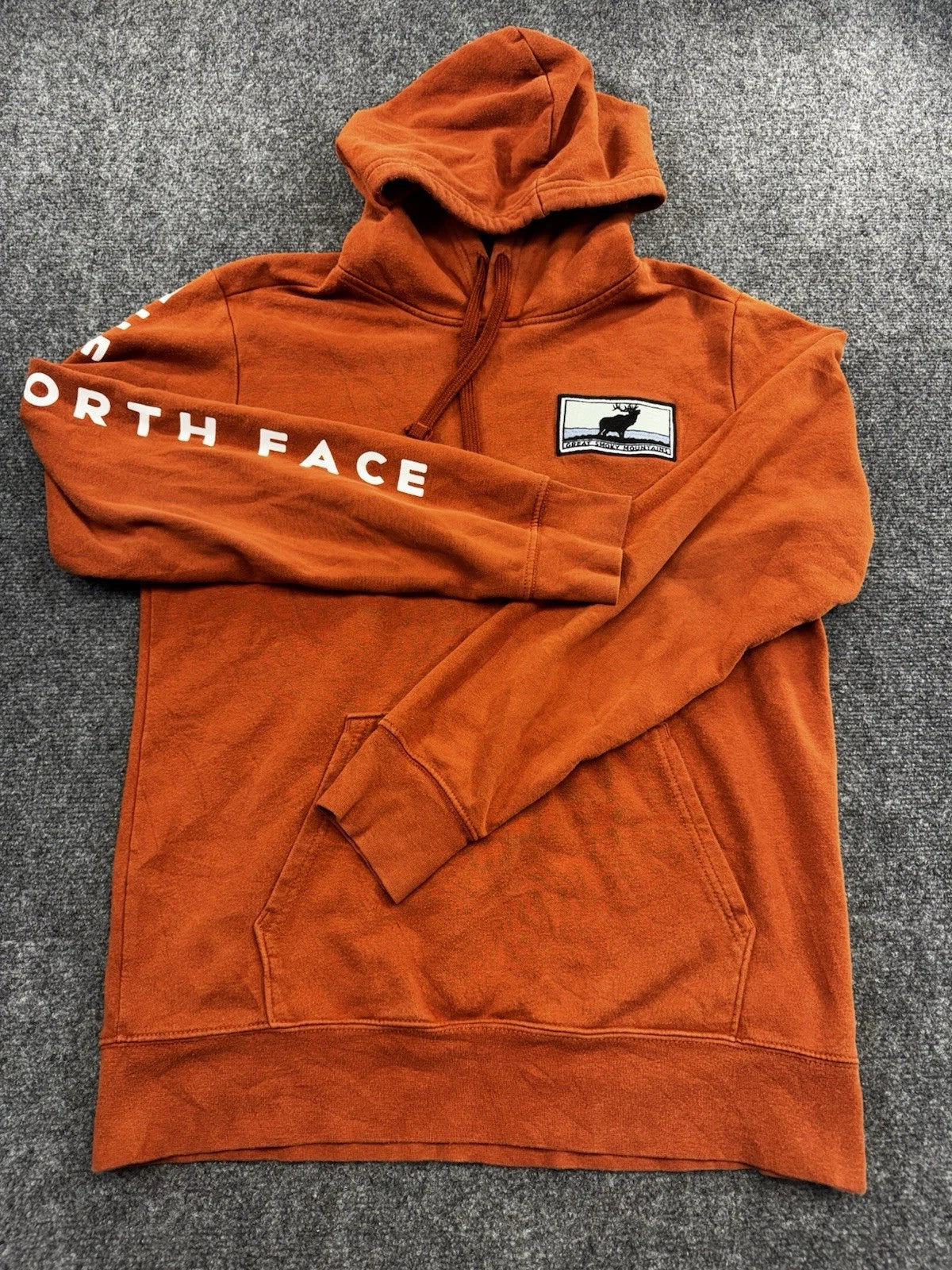 The North Face Hoodie Mens S Burnt Orange Great Smoky Mountains Patch