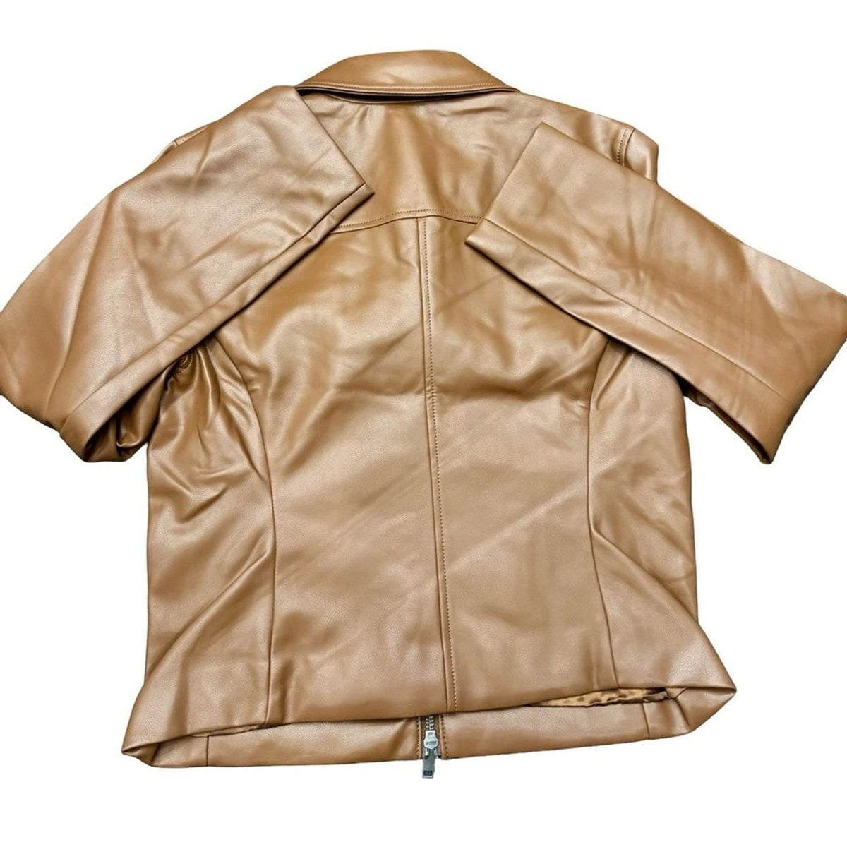 Abercrombie Fitch Vegan Leather Moto Jacket Women Medium Tan Camel NWT
