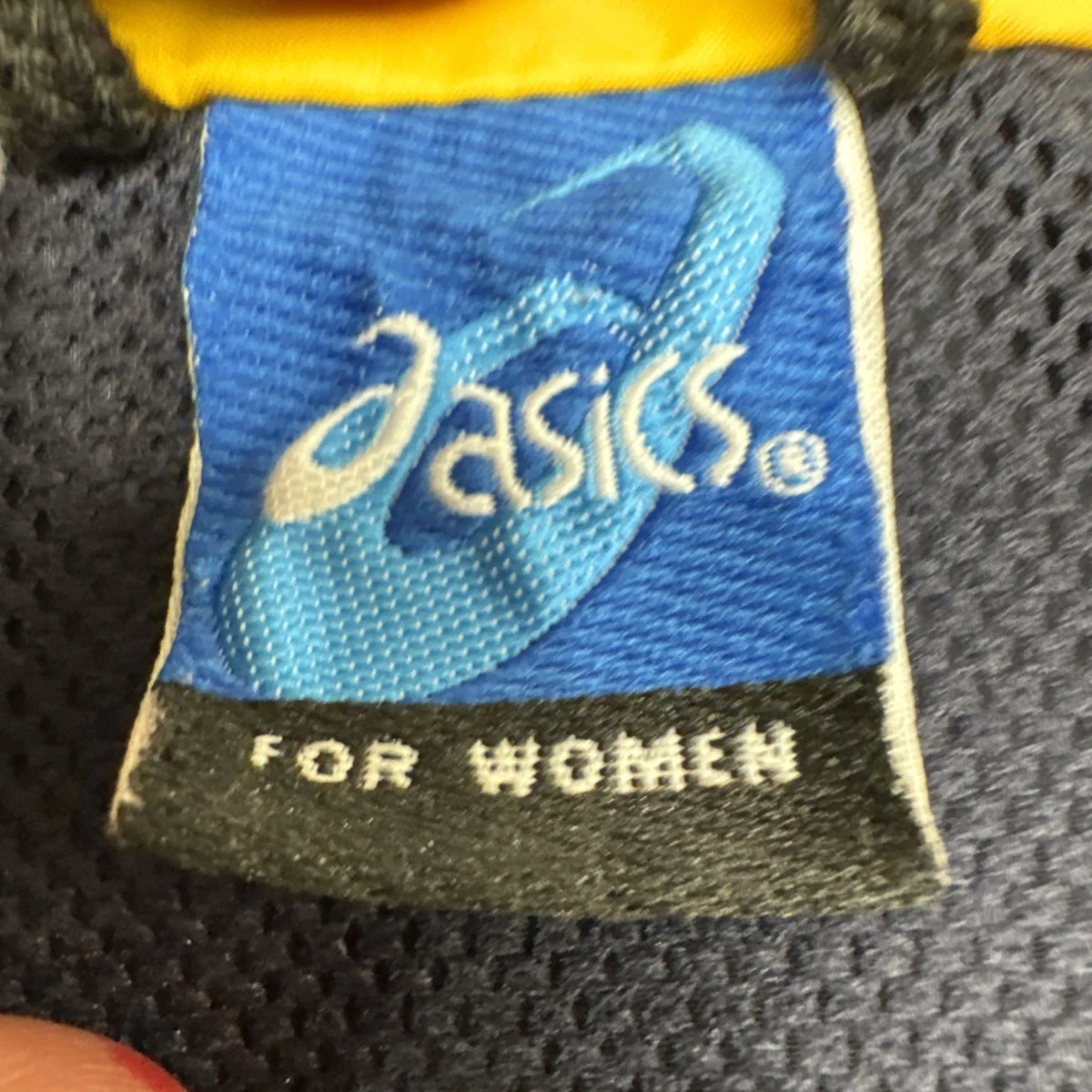 Vintage ASICS Women’s Windbreaker Navy Yellow Full Zip Lightweight Running Coat