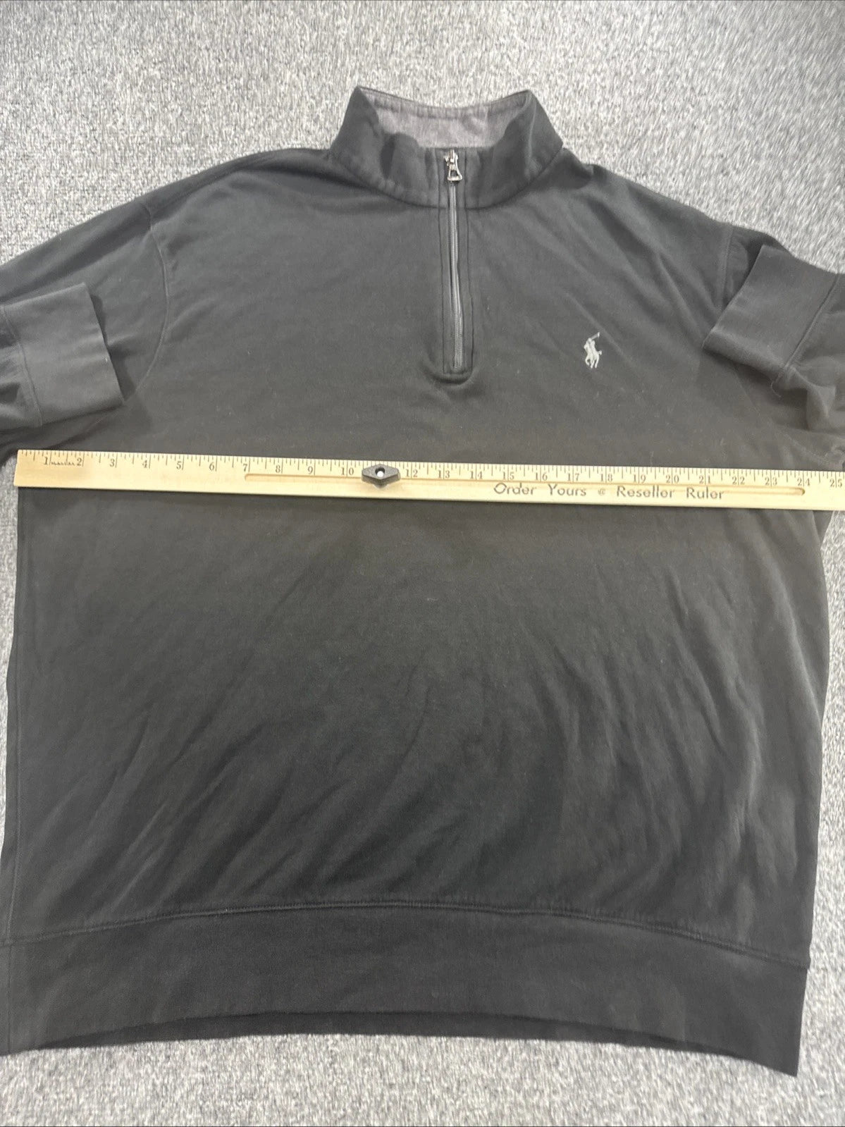 Polo Ralph Lauren Mens XL Quarter Zip Pullover Black Gray Pony Logo