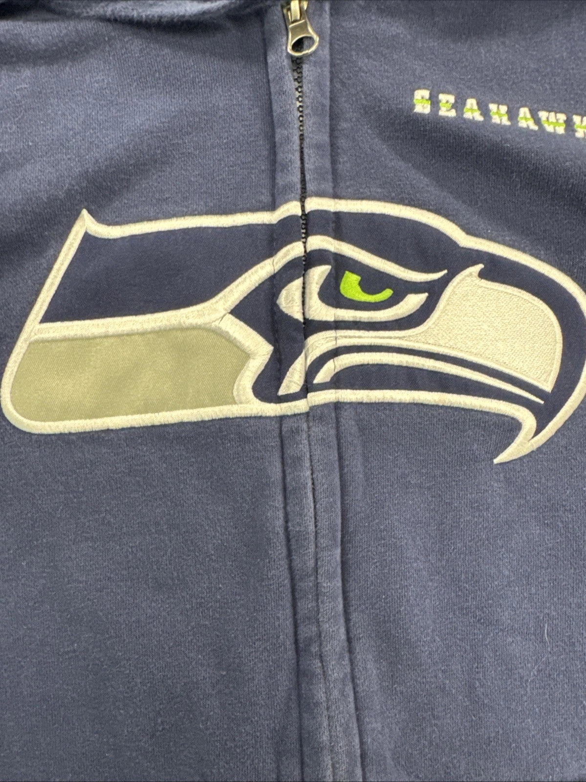 NFL Team Apparel Seattle Seahawks Full Zip Hoodie Blue Logo Sweatshirt Men’s XL