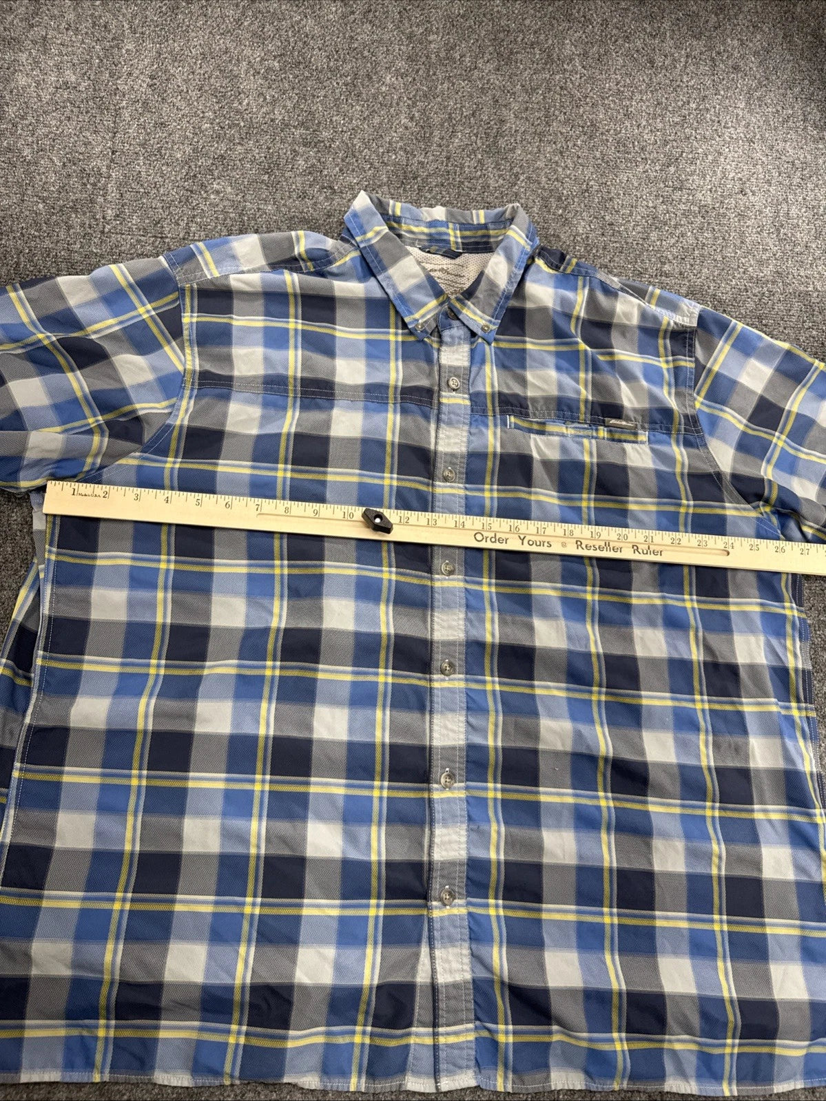 Eddie Bauer Performance Plaid Fishing Hiking Shirt Mens 2XL Vented Button Up