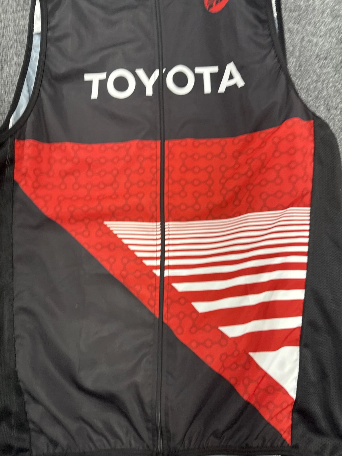 Toyota Cycling Wind Vest Full Zip Sleeveless Bike Jersey 2XL Black Red EUC
