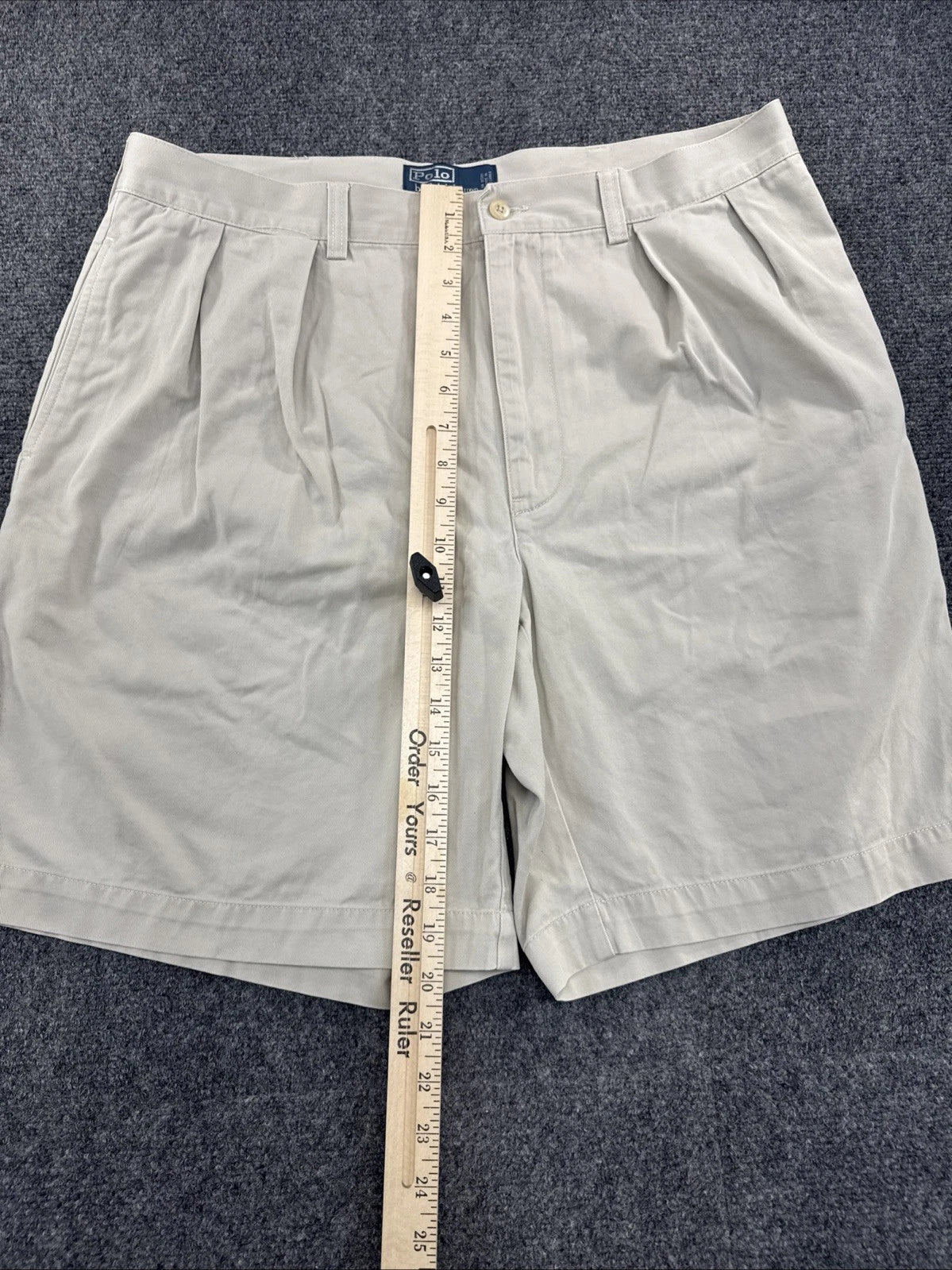 Polo Ralph Lauren Tyler Shorts Mens 38 Khaki Pleated Chino 100% Cotton